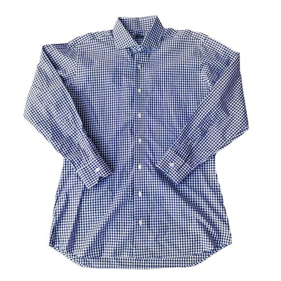Tom James Collard Button Down Casual Shirt Purple / White Checker See Photos - Picture 1 of 6